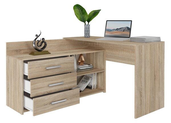 TP Living Rohový písací stôl + komoda DANY ľavý dub sonoma