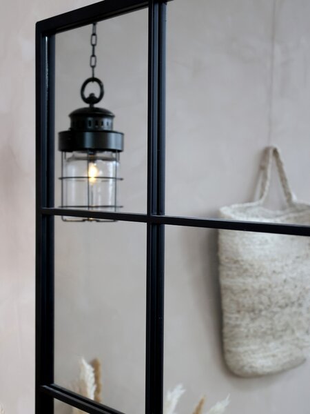 Čierne antik kovové nástenné zrkadlo Industrial - 90*2,5*180 cm - Chic Antique