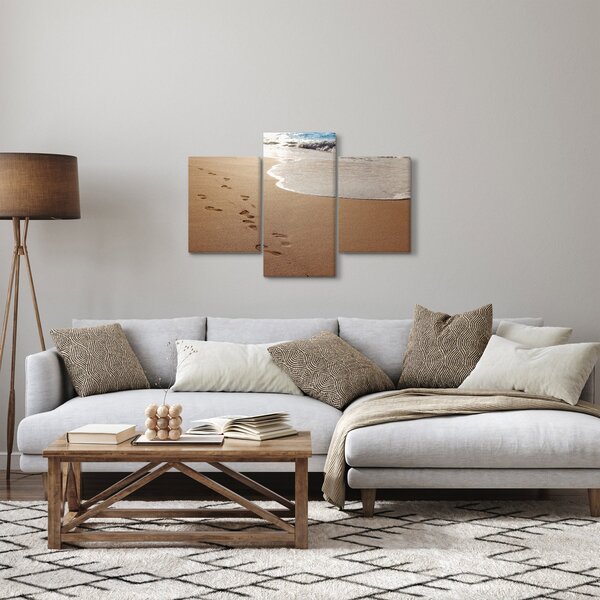 Obraz - stopy v piesku a more (90x60 cm)