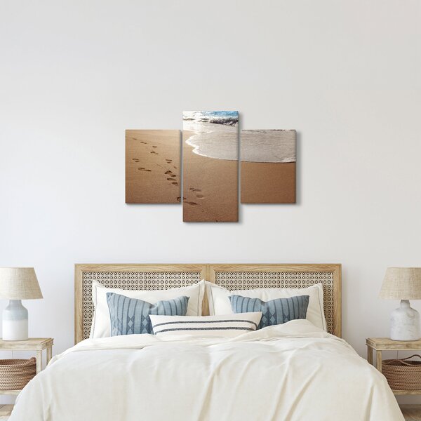 Obraz - stopy v piesku a more (90x60 cm)
