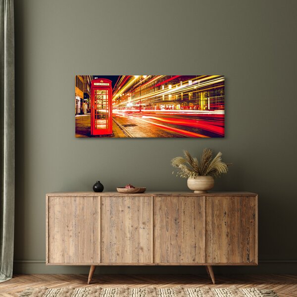 Obraz - červená telefónna búdka (120x50 cm)