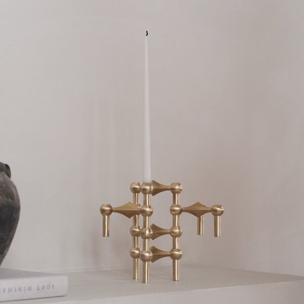 Dizajnový svietnik STOFF Nagel Brushed Brass – set 3 ks