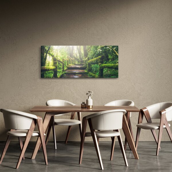 Obraz - drevené schody v lese (120x50 cm)