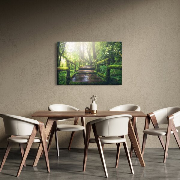 Obraz - drevené schody v lese (90x60 cm)
