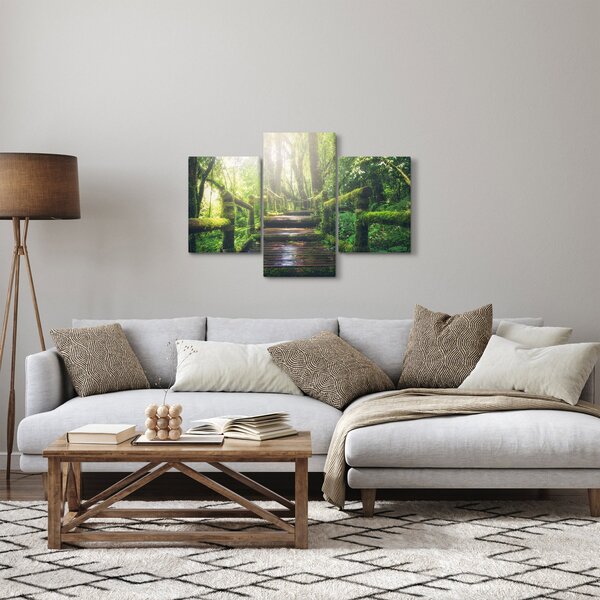 Obraz - drevené schody v lese (90x60 cm)