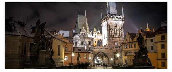 Obraz osvetlenej Prašnej brány (120x50 cm)