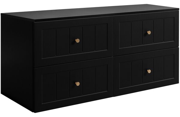GUSTO čierny B120DB závesná skrinka pod umývadlo 120 cm