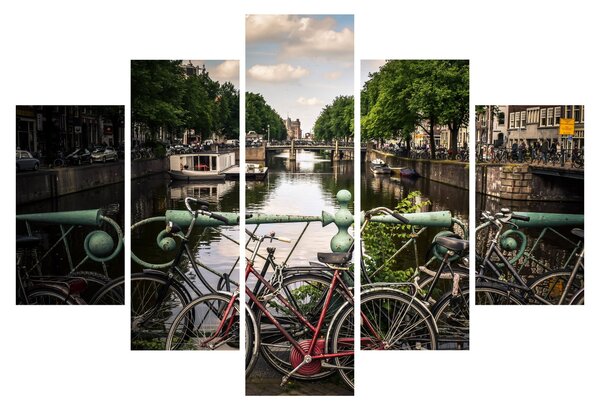Obraz bicykla v meste (150x105 cm)