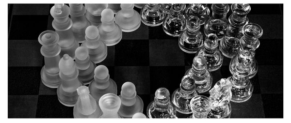 Obraz - čiernobiele šachy (120x50 cm)