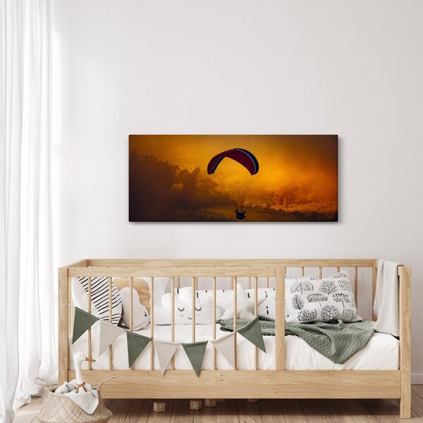 Obraz parašutistu v západe slnka (120x50 cm)