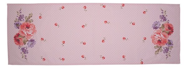 Ružový bavlnený behúň na stôl s ružami Dotty Rose - 50*140 cm - Clayre & Eef