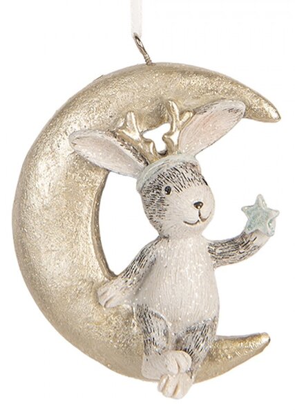 2ks závesná vianočná dekorácia zajačik na nechtíka - 7*3*8 cm - Clayre & Eef
