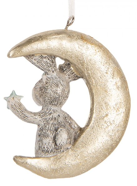 2ks závesná vianočná dekorácia zajačik na nechtíka - 7*3*8 cm - Clayre & Eef