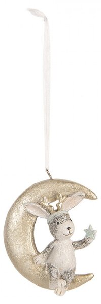 2ks závesná vianočná dekorácia zajačik na nechtíka - 7*3*8 cm - Clayre & Eef