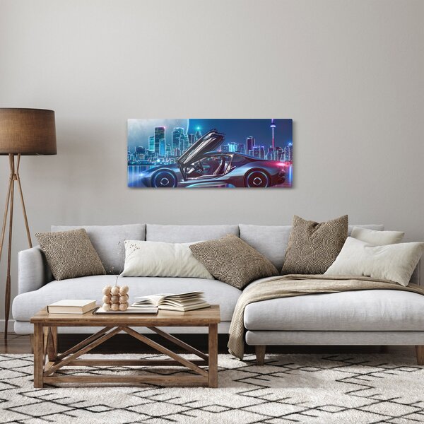 Obraz závodného auta v noci (120x50 cm)