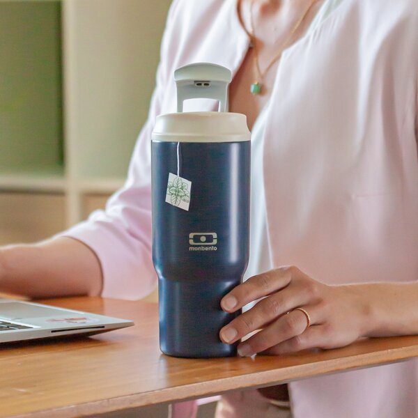 Termohrnček s viečkom a slamkou Travel Infinity Blue 600 ml