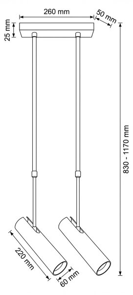 Brilagi - Luster na tyči SELE 2xGU10/30W/230V čierna