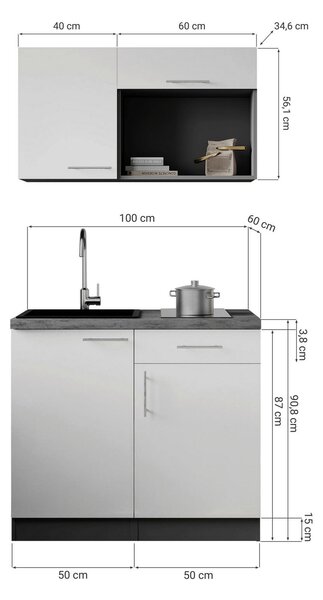 MINIKUCHYŇA 100 cm Respekta - Online Only kuchyne, Online Only