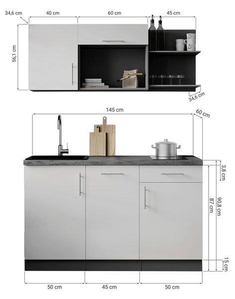 MINIKUCHYŇA 145 cm Respekta - Online Only kuchyne, Online Only