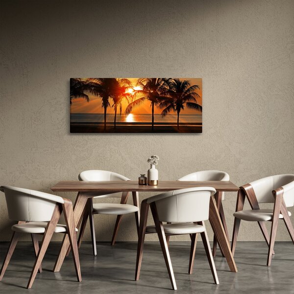 Obraz palmy v západe slnka (120x50 cm)