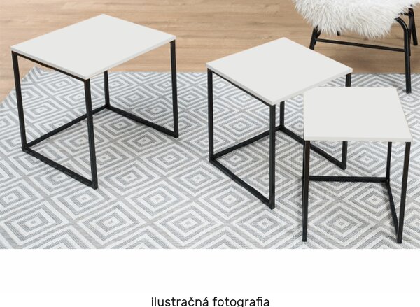 KONDELA Set 3 konferenčných stolíkov, biela matná/čierna, KASTLER NEW TYP 3