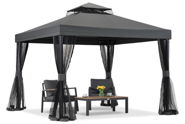 Antracitový záhradný pavilón s moskytiérou Valencia 3x3 m Garden Point