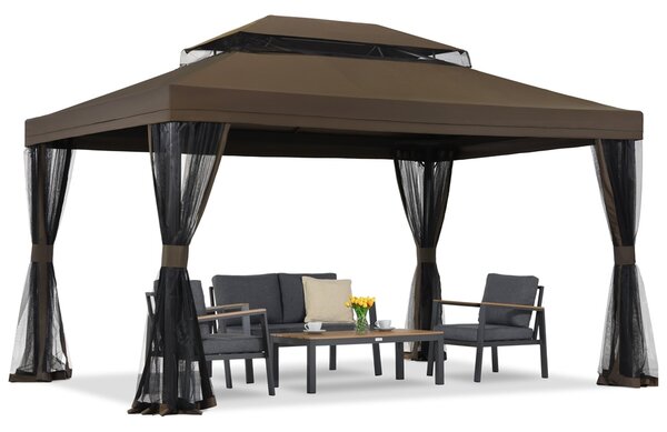Hnedý záhradný pavilón s moskytiérou Valencia 3x4 m Garden Point