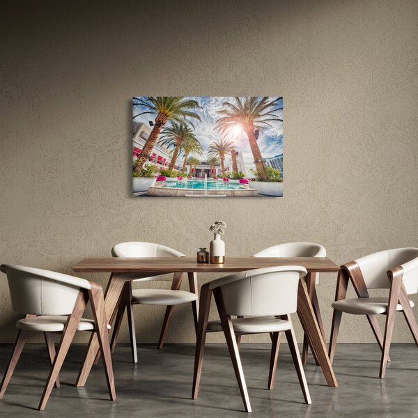Obraz - palmy s bazénom (90x60 cm)