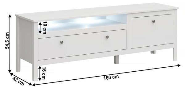KONDELA TV stolík 1S1K/160, biela, OLJE
