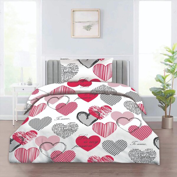 HOUSEWIFE HEARTS RED bavlnené obliečky DeLuxe Obsah balenia: Štandardný rozmer 1x 140x200 + 1x 70x90