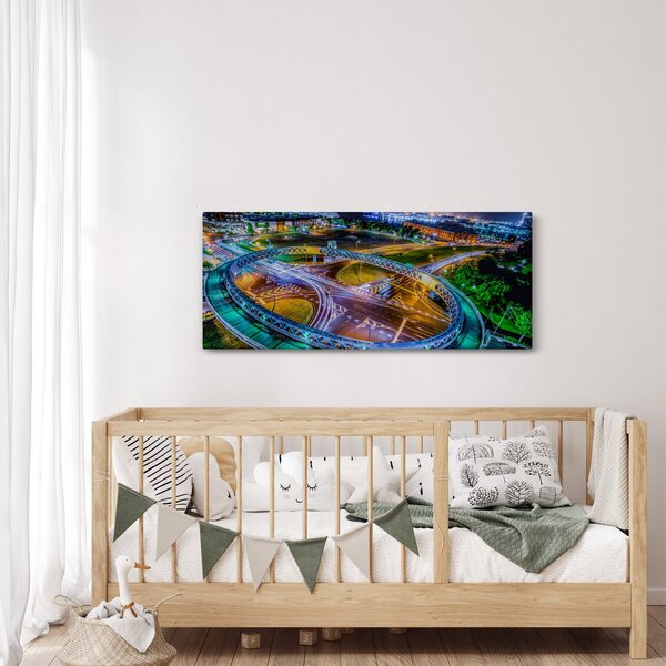 Obraz - panoráma nočného mesta (120x50 cm)