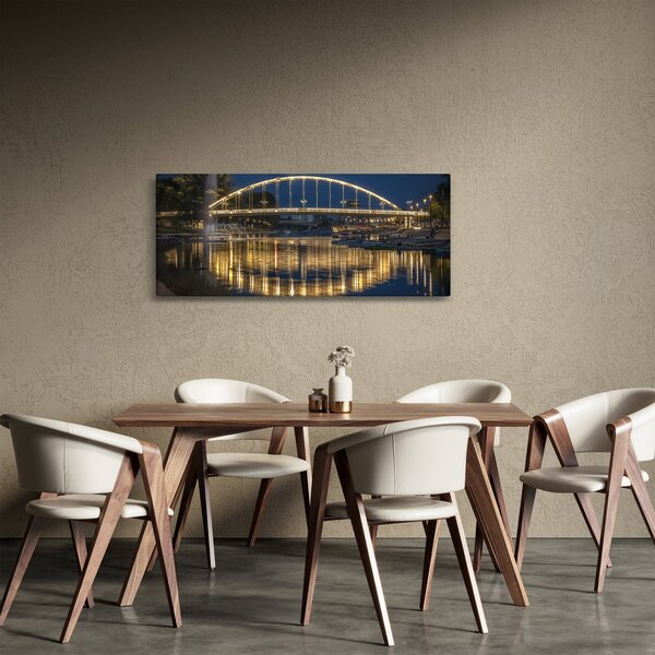 Obraz mosta s fontánou (120x50 cm)