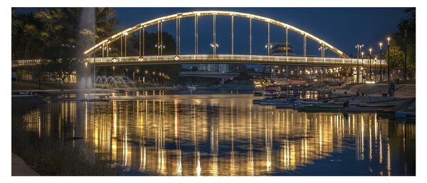 Obraz mosta s fontánou (120x50 cm)