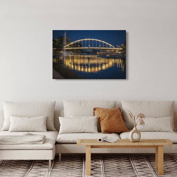 Obraz mosta s fontánou (90x60 cm)