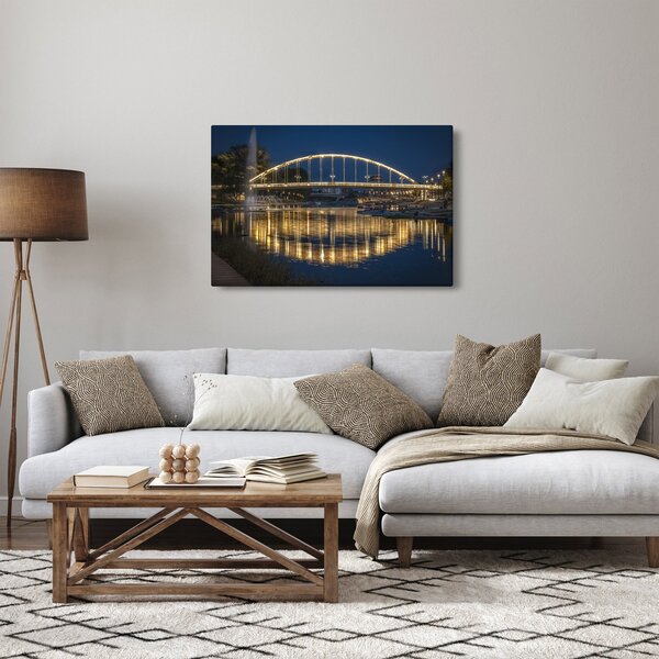 Obraz mosta s fontánou (90x60 cm)