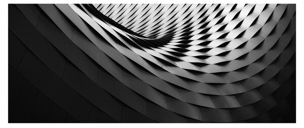 Abstraktný obraz - čiernobiela špirála (120x50 cm)