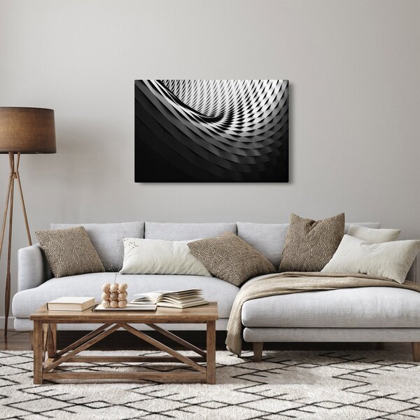 Abstraktný obraz - čiernobiela špirála (90x60 cm)