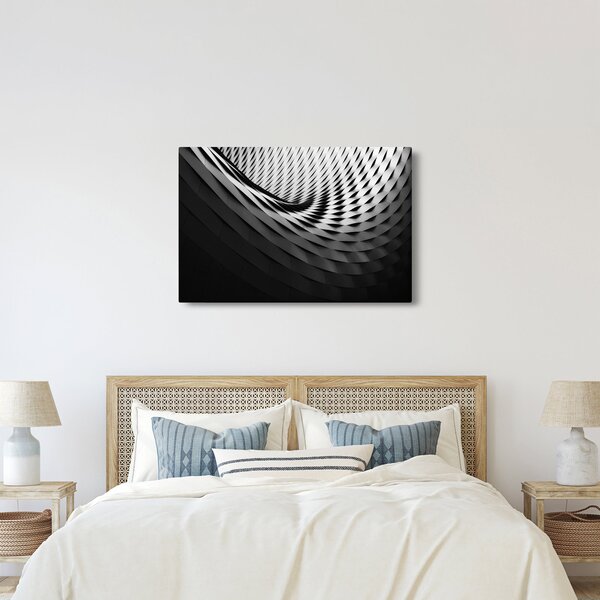 Abstraktný obraz - čiernobiela špirála (90x60 cm)