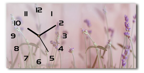 Vodorovné Moderné sklenené hodiny na stenu Levanduľa