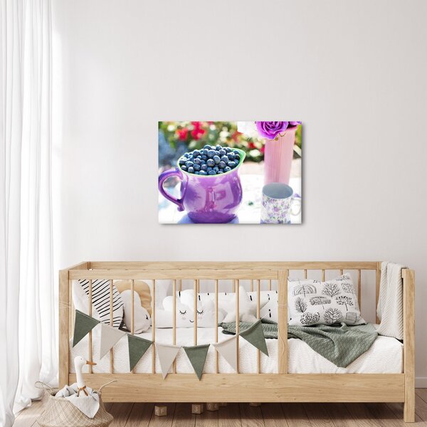 Obraz - čučoriedky v hrnčeku (70x50 cm)