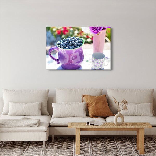 Obraz - čučoriedky v hrnčeku (90x60 cm)
