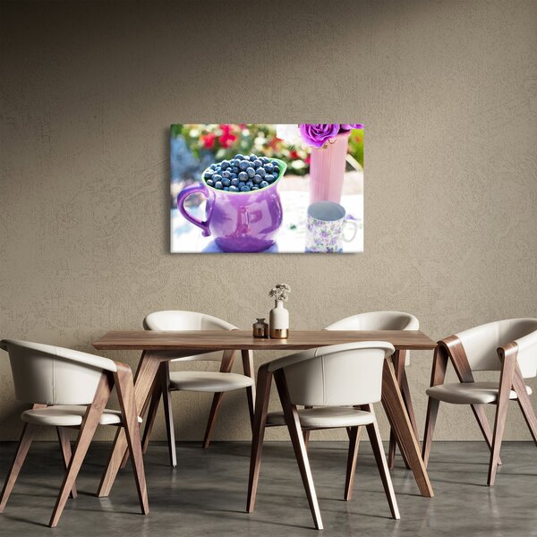Obraz - čučoriedky v hrnčeku (90x60 cm)