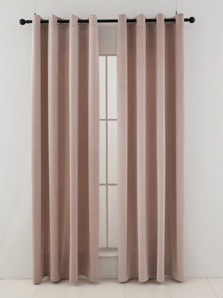 Zamatové zatemňovacie závesy Cesar púdrové - 140 x 160 cm (2ks) - krúžky