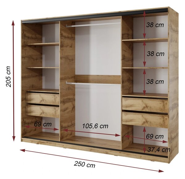Spálňa NEJBY BARNABA PREMIUM 250 s posteľou 180x200 cm s vyšším čelom, dub wotan