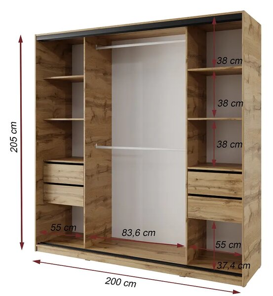 Spálňa NEJBY BARNABA PREMIUM 200 s posteľou 180x200 cm s vyšším čelom, dub wotan