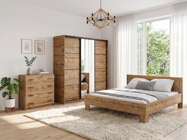 Spálňa NEJBY BARNABA PREMIUM 200K s posteľou 180x200 cm s vyšším čelom, dub wotan