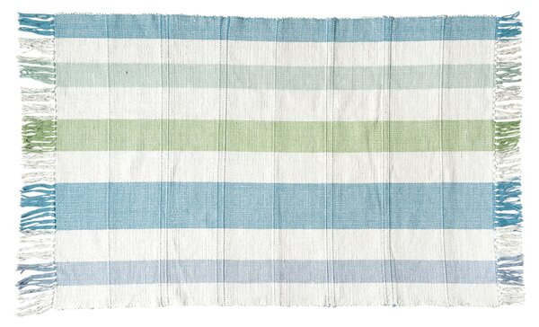 Bavlnený koberec Check Pale Blue 140 x 90 cm