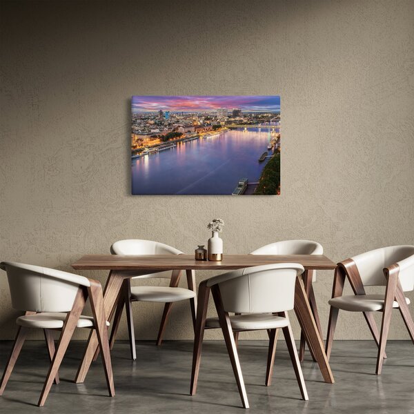 Obraz nočného mesta Bratislavy s riekou (90x60 cm)
