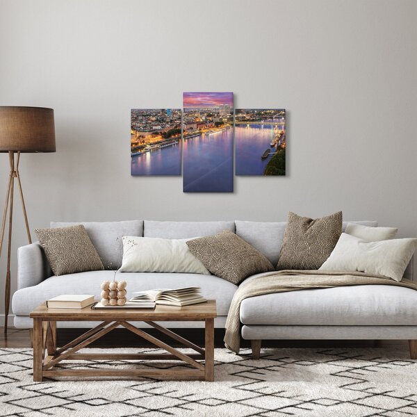 Obraz nočného mesta Bratislavy s riekou (90x60 cm)