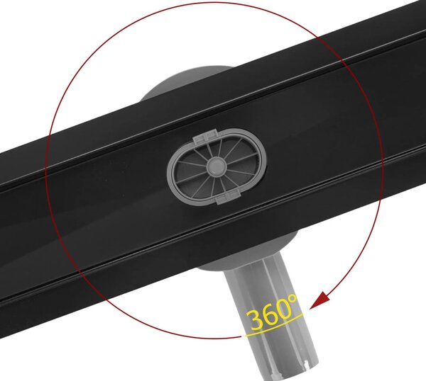 Rea Neox Pro, odtokový žľab 50cm s 360 stupňovým otočným sifónom, čierna matná, REA-G2741